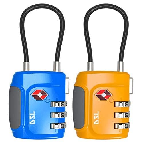 DSL TSA Approved 3 Digit Combination Luggage Lock, Pack of 2