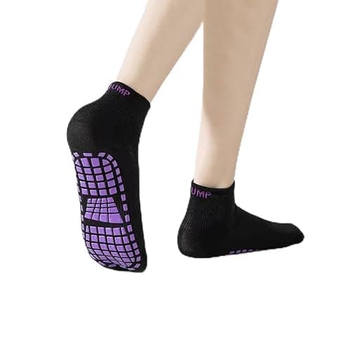 CubePlug Non-Slip Toddler Socks for Boys and Girls – Anti-Skid Grip Ankle Socks with Sticky Bottom for Kids Ages 1-10, Soft & Comfortable Everyday Socks [spo] (Purple M (6-10 years old))