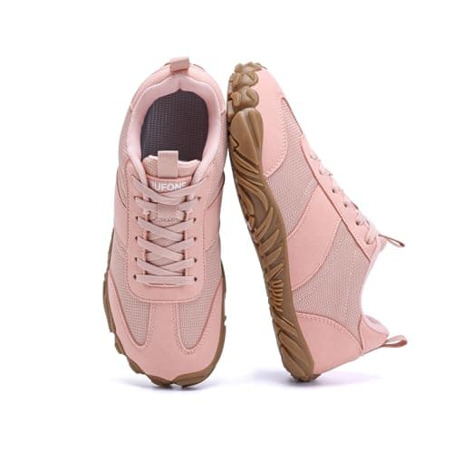 RUFONE Barefoot Hiking Shoes for Women and Men – Minimalist Trail & Walking Sneakers, Spacious Toe Box, Non-Slip, Pink, 11 Women/9 Men
