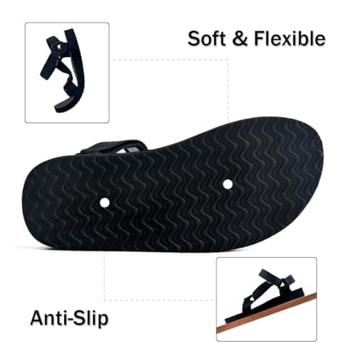 riemot Summer Sandals for Women, Comfort Breathable Beach Casual Walking Sandal, Arch Support Slides with Adjustable Buckle Straps, Anti-slip Outdoor Sports Lightweight Sandals, Black UK4/EU37 — view 6