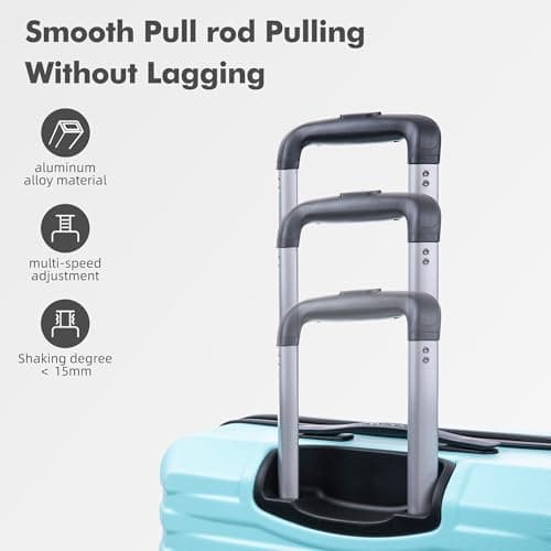 Rocklands Large Suitcase Hard Shell Lightweight 4 Dual Spinner Wheels Trolley Luggage Suitcase Hold Check in Luggage TSA Combination Lock (Blue, Small 20") — view 6