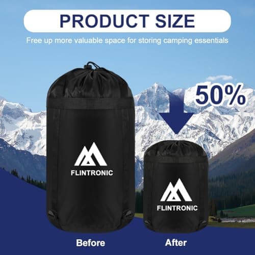 flintronic 2 Pcs Compression Stuff Sack for Sleeping Bag, Lightweight Waterproof Compact Stuff Sack, Compression Bag with Ripstop Fabric, Storage Bag with Drawstring Closure for Camping, Hiking, L+XL — view 6