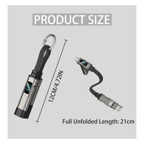 StreamSafe Portable 4 in 1 USB C Keychain Charging Cable, 65W LED Display — view 6