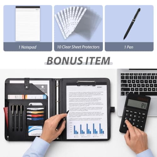 Leathario Portfolio Folder A4, 4-Ring Conference Folder, Ducument Holder — view 2