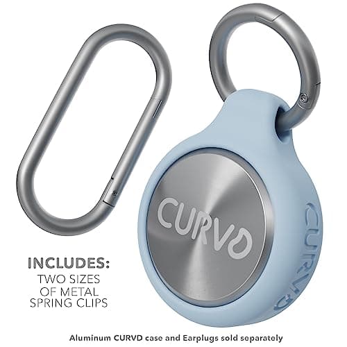 CURVD Earplugs Case Clip Secure Storage & Travel for Ear Plugs Premium Carrying Case Clip Portable Waterproof Aluminum Earplug Holder, Durable Container Recyclable & Sustainable Materials (Light Blue) — view 2