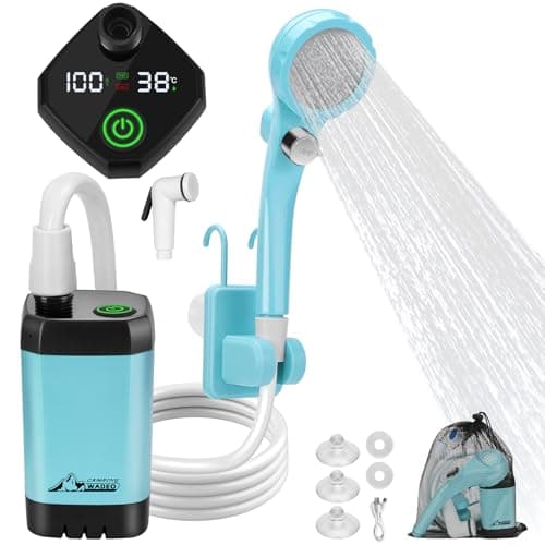 WADEO Portable Camping Shower, [10 Days Runtime] Rechargeable Battery Shower Pump, Outdoor Shower Kit for Beach, Pet, Travel, Car