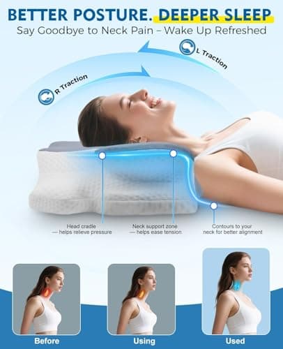 Drifina Orthopaedic Neck Support Pillow for Side Sleepers, Cervical Memory Foam Pillow for Neck & Shoulder Pain Relief, Dual-Height Ergonomic Bed Pillow, Cooling Washable Cover, 100-Night Trial — view 2