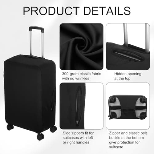 sourcing map Travel Luggage Cover, Washable Suitcase Covers for Luggage Anti-scratch Suitcase Protector Elastic Baggage Protective, Fits 18-21 Inch Suit Case, Black — view 3