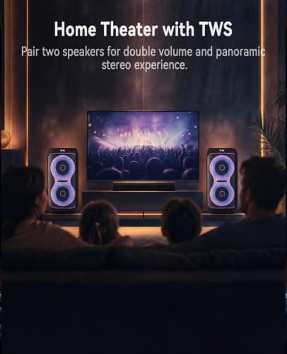 GKDT63 Karaoke Machine with 2 Rechargeable Microphones for Adults, 600W Peak Portable Bluetooth Party Speaker with Built-in Wheels & Pull Handle, TWS Pairing, LED Lights, PA System for Outdoor Parties — view 6