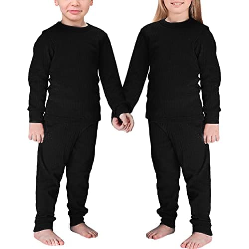GA COMMUNICATIONS KIDS THERMAL WINTER WARM UNDERWEAR FULL SET LONG JOHN BOTTOM AND LONG SLEEVE TOP[Black,13-14] — view 5