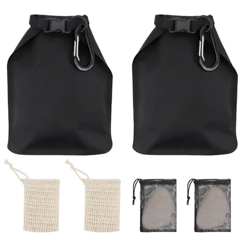 lafo Travel Soap Bag Waterproof Leakproof Travel Soap Case with Soap Lathering Bag and Carabiner, Portable Sealed Storage Bag Quick Dry Soap for Travel, Camping, Outdoor (black)