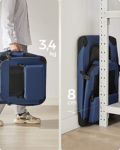 Feandrea Foldable Pet Carrier Bag, Portable Cat Dog Carrier, Soft Sided Pet Travel Carrier with Breathable Mesh, with Handles, Storage Pockets, 70 x 52 x 52 cm, Dark Blue PDC70Z — view 4