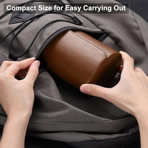sourcing map Watch Roll Travel Case 2 Slots Portable Textured Brown — view 5