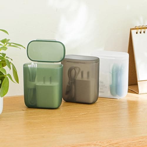 Housoutil Portable Storage Box with Lid Clear Plastic Organizer for Small Earphone Charger Cable Accessories Travel Electronics 3.58 X 3.07 X 1.81 Inch — view 5