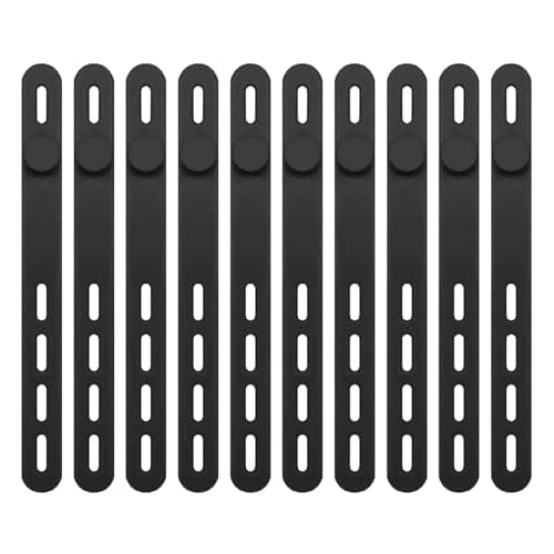 10 Pcs Silicone Cable Ties,Black Reusable Rubber Small Cable Zip Ties Tidy