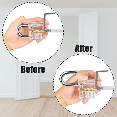 Lock Pick Set, [Difficulty Upgraded] [36 Pcs] Diyife Premium Practice Lock Picking Tools with 4 Transparent Training Padlocks for Lockpicking, Guide for Beginner and Locksmith Training (Titanium) — view 4
