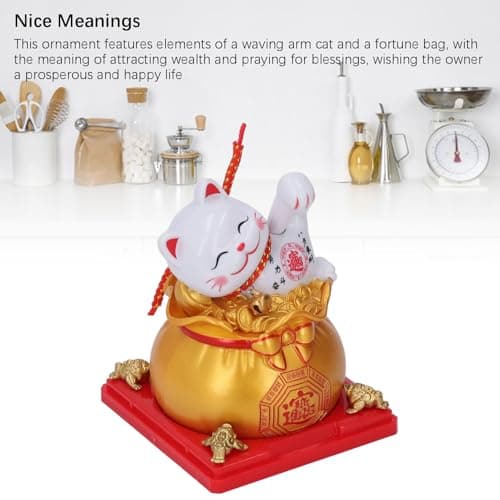 Phefop Solar Powered Lucky Cat Waving Arm (Gold) — view 6