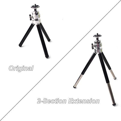 Pocket Mini Tripod 6.6-18.4 cm, 360° Ball Head, 1/4″ Screw Desk Stand for Mini Projector, Mirrorless Camera, Webcam, LED Light, GoPro — view 2