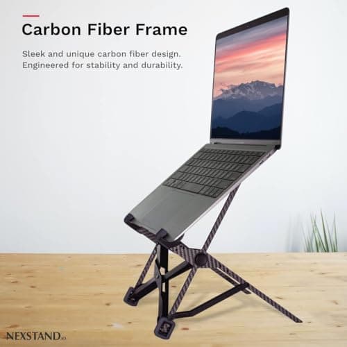NEXSTAND K1 Laptop Stand, Carbon Fiber Foldable Portable Desktop Laptop Holder, 7 Levels Height Adjustable Ergonomic Laptop Riser for Desk, MacBook, Notebook — view 4