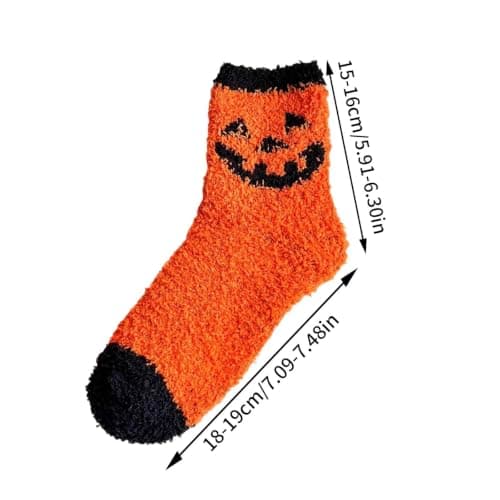 Halloween Gifts Fluffy Cosy Bed Slipper Socks Ladies Winter Warm Fleece Sock Soft Comfy Fuzzy Thermal Sock for Slippers Home Casual Wear Pink Orange Travel Holiday Gold Work Office Yellow Purple Party — view 3