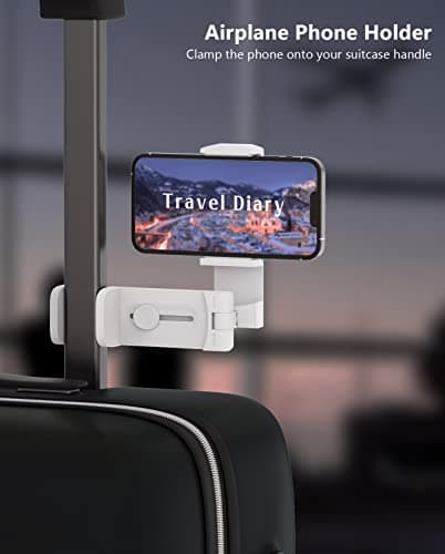 MiiKARE Portable Airplane Phone Holder-360° Rotation Phone Holder for Plane,Hands-Free Travel Essentials for Flying,Foldable Pocket-size Phone Stand Holiday Essentials Compatible iPhone&Android-White — view 2