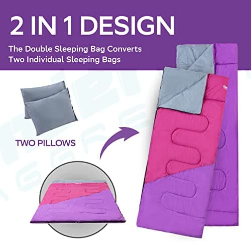 Double Sleeping Bag for Adult and Kids with 2 Pillows for Camping,2.4kg — view 4