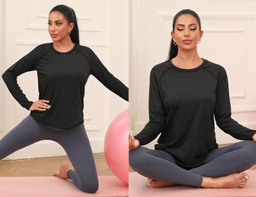 Gyabnw Womens Sports Top UPF 50+ Sun Protection Long Sleeve Quick Dry Black — view 2