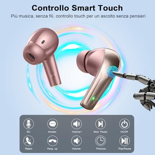 AOSRAU Wireless Earbuds, Bluetooth 5.3 Mini Headphones, Noise Cancelling Mic, Waterproof, Rose Gold — view 6