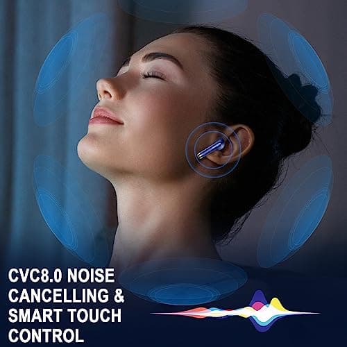 Wireless Earbuds, Bluetooth 5.4 Headphones in Ear with 4 ENC Noise Cancelling Mic, Bluetooth Earbuds 40Hrs Playtime, HiFi Stereo Deep Bass Wireless Earphones, IP7 Waterproof USB-C Fast Charge Blue — view 2