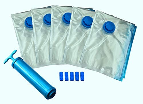 Spacee - Premium Vacuum Storage Bags - Large - Multi Space Saver Bags - Pack of 5 - 80% More Compression Than other Bags - FREE Travel Hand-Pump Included - (60cm x 80cm)