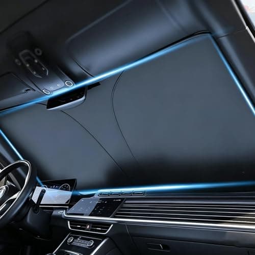 Windscreen Sunshade for Car for VOLVO V60 2011-2023 2024 2025 | 140x70cm Foldable Front Window Sun Protector | UV Ray Blocker & Interior Cooler | Car Sun Visor - Silver — view 2