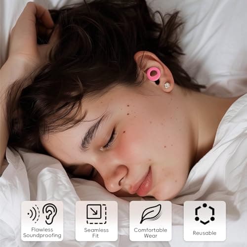 HOYIO Ear Plugs for Noise Reduction–Super Soft, Reusable Hearing Protection in Flexible Silicone for Sleep, Noise Sensitivity & Flights-8 Ear Tips in XS/S/M/L–27dB Noise Cancelling–Light Pink — view 2