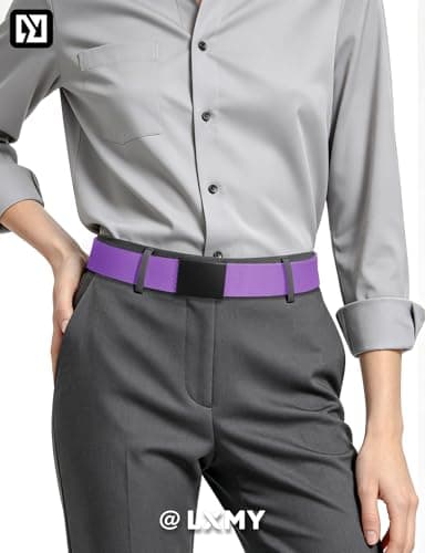 LXMY Belts for Men,Work Belts for Men,Mens and Womens Adjustable Canvas Fabric Nylon Golf Belt Fits Anywhere (Purple) — view 2