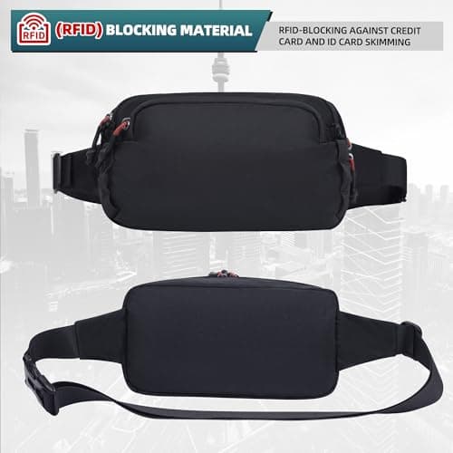 Bum Bag for Men & Women: Waist Pack with 11 Pockets, Adjustable Strap Internal Security Zip Water Resistant Belt Chest Crossbody Shoulder Bag for Travel, Festival, Walking, Hiking Outdoor Black — view 4