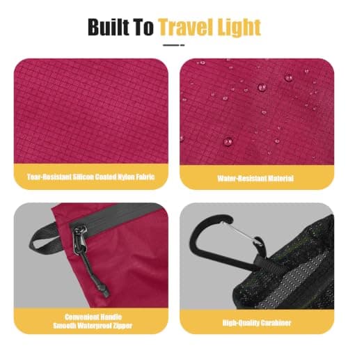 Vavabox Lightweight Toiletry Bags for Travel, Wash Bag Set Compact (Red) — view 5