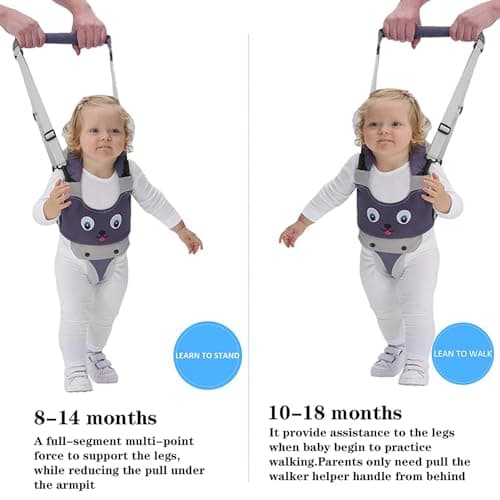 IULONEE Baby Walking Harness Handheld Kid Walker Helper Assistant Belt Grey — view 3