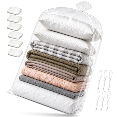 Extra Large Clear Plastic Bags-6PCS Storage Bags for Suitcase Moving Plush