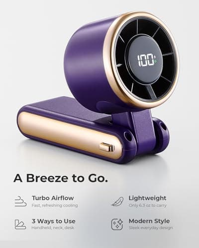 Bearwind Portable Handheld Turbo Fan, 5-Speed High Airflow, 4000mAh Battery — view 2