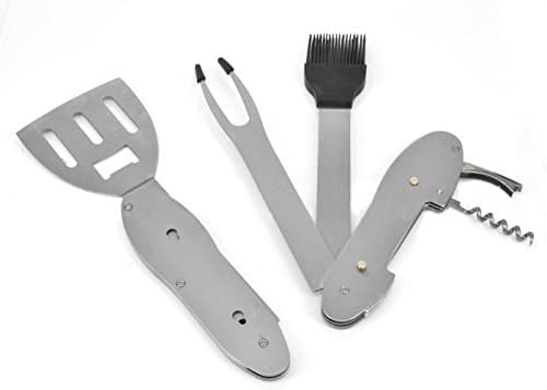 Barbecue tools, Lovebay 5-in-1 BBQ Grilling Multi utensils Stainless Steel Barbecue Grill Accessories Foldable and Detachable Tool Set Kit with Case Dishwasher Safe Best for Outdoor Grilling — view 2
