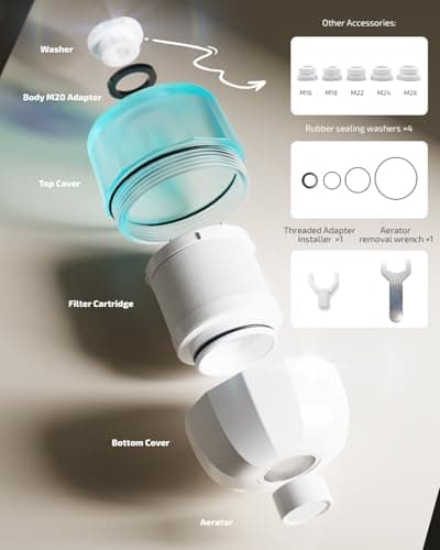Cobbe Water Filter Tap - PP Cotton Filter Element, Effectively Removes Sediment and Rust, Equipped with Universal Faucet Adapter for Kitchen and Bathroom — view 5