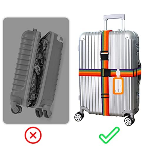 4 Pcs Luggage Straps for Suitcases, Adjustable Belts with 2 Pcs Case Tags — view 6