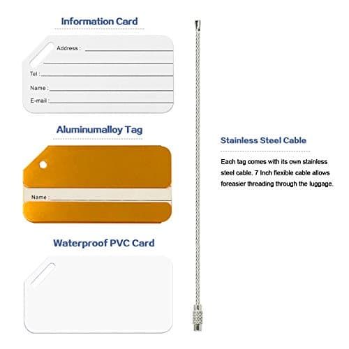 Aluminum Luggage Tag for Luggage Baggage Travel Identifier By Ovener (Gold 2 Pcs) — view 3