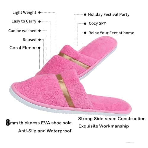 JK Home 4 Pairs Coral Fleece Closed Toe Disposable Non-Slip Washable — view 2
