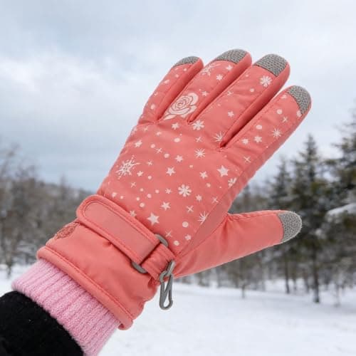 Omquot Gorgeous Winter Warm Gloves, Windproof Cold Weather Ski Gloves for Skiing, Snowboarding (Orange) — view 2