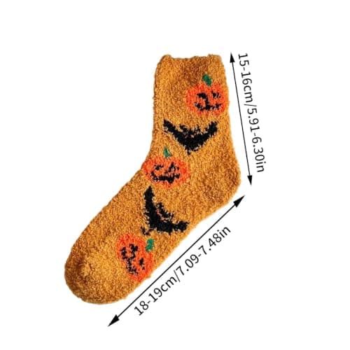 Halloween Gifts Fluffy Cosy Bed Slipper Socks Ladies Winter Warm Fleece Sock Soft Comfy Fuzzy Thermal Sock for Slippers Home Casual Wear Pink Orange Travel Holiday Gold Work Office Yellow Purple Party — view 4