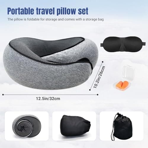 Anyangjia Wander Plus Travel Pillow, Memory Foam Travel Pillows for Airplanes Adjustable Flyhugz Neck Pillow Stowable U-Shaped Pillow for Airplane Travel — view 4