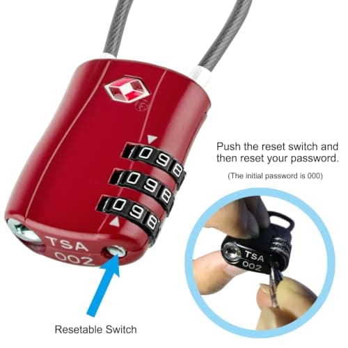 Diyife TSA Approved Luggage Locks with Flexible Steel Cable, Easy to Set up — view 3