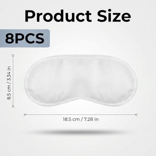 Hopzab 8 Pcs White Polyester Eye Masks for Sleeping, Lightweight & Comfortable Blindfolds, Adjustable Fit for Travel & Crafting — view 2