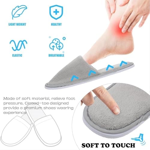 WNXBFO 3 Pairs Hotel Slippers, Soft Coral Velvet Travel Slippers, Non Slip Spa Slipper with Thick 9mm Soles, Reusable Guest Slipper for Spa, Party Guest, Swimming Pools and Travel — view 2