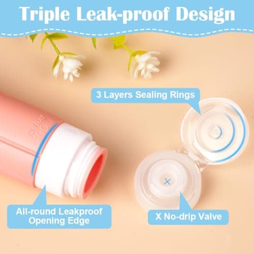 OSDUE Silicone Travel Bottle, 4 Pack 100ml Squeezy Travel Bottles Leak Proof Refillable Squeezable Containers Pots for Lotion Liquid Shampoos Soap and Toiletries — view 5